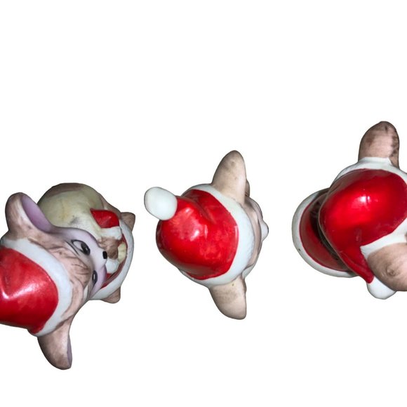 Vintage 1980's Set of 3 Ceramic Christmas Mice - Picture 6 of 11